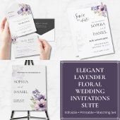 Elegant Lavender Floral Wedding Table Numbers