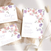 Elegante lavendel roze grillige Wildflower bruilof Save The Date