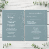 Elegant light blue Leaf  RSVP card Kaartje (Personaliseer de collectie van deze zelfstandige maker.)