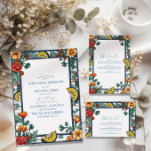 Elegante Citroen Botanische Blauwe Mediterrane bru Informatiekaartje