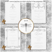 Elegante lichtgrijze Chinoiserie Cherub bruiloft Save The Date