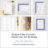 Elegante Monogram Lavendel Bloemenlijn Kunst Trouw Kaart
