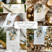 Elegant Gold Baubles Greenery Christmas Corporate Etiket