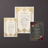 Elegante gouden luxe formele bruiloft RSVP kaartje (Personaliseer de collectie van deze zelfstandige maker.)