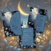 Elegante Midnight Blue en Gold Forest bruiloft Ronde Sticker
