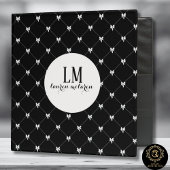 Black & White Bow Monogram Thank You Card Informatiekaartje