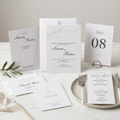 Elegante Minimalistische Bloemige Bruiloft Menu