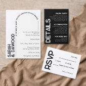 Minimalistische witte zwarte typografie bruiloft d informatiekaartje (Personaliseer de collectie van deze zelfstandige maker.)