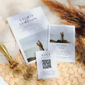 Elegante minimale typografie bruiloft foto Dank u Bedankkaart