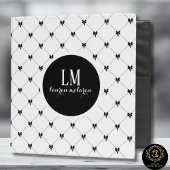 White & Black Bow Monogram Thank You Card Informatiekaartje