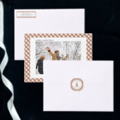 Mocha Brown Gingham Horizontale foto Kerstmis Feestdagenkaart