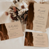 Agate Geode Script Mocha Bruin Goud Tan Bruiloft Servet