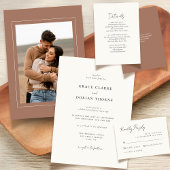 Elegante Eenvoudige Neutrale Mocha Mousse Trouwfot Save The Date