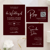 Elegant & Modern Burgundy Wedding Save The Date