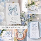 Elegante Stofblauwe Strik Coquette Platte Menu