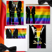 Elegante moderne gay Mannen bruiloft regenboog All In One Uitnodiging