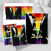 Elegant Modern Gay Men Wedding Rainbow Uitnodigingen Wikkel