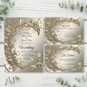 Elegante moderne gouden decoratieve RSVP-kaart RSVP Kaartje (Personaliseer de collectie van deze zelfstandige maker.)