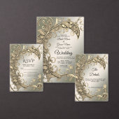 Elegante moderne gouden decoratieve save the date (Personaliseer de collectie van deze zelfstandige maker.)