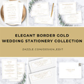 Elegante Minimalistische Rand Gouden Trouwring Programmakaart