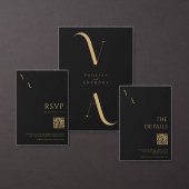 Elegante moderne minimalistische zwart-gouden brui informatiekaartje (Personaliseer de collectie van deze zelfstandige maker.)