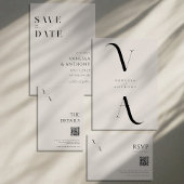 Elegante moderne minimalistische zwarte en ivoren  RSVP kaartje