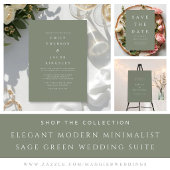 Moderne Minimalistische Saliegroen Save The Date