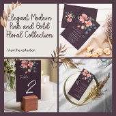 Elegant Modern Roze en Goud Bloemen Bruiloft Kaart