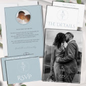 Elegant eenvoudig grijs wit trouwadres etiket