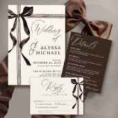 Moderne Zwart-Wit Strik Elegante Trouwfoto Save The Date