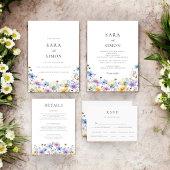 Casual moderne wildflower bruiloft kaart