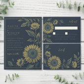 Sunflower Navy QR Code Sociale Media Trouwkaart Visitekaartje (Personaliseer de collectie van deze zelfstandige maker.)