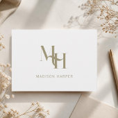 Minimalistische moderne monogram initiaal wit notitiekaartje