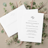 Elegant Script Monogram Zwart & Wit Trouwen Bedankkaart (Personaliseer deze collectie van deze onafhankelijke maker. Test)