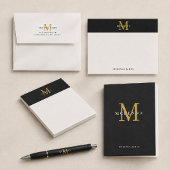 Stijlvol Monogram Zwarte Goud Professionele Modern Notitieblok