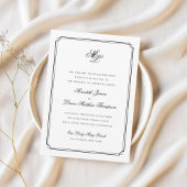 Elegant Monogram Zwart Script Bruiloft antwoord Uitnodiging Briefkaart
