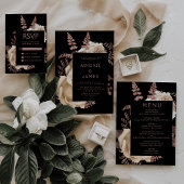 Budget Moody Floral Ivory Rose Gold QR Code RSVP Informatiekaartje