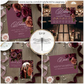 Elegant Moody Soft Rust & Burgundy Floral Wedding Menu
