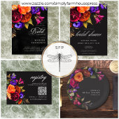 Elegante Stemming Levendige Oogst Bloemrijke Bruid Bedankkaart