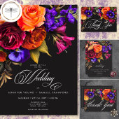 Elegant Moody Vibrant Oogst Bloemenbruiloft Kaart