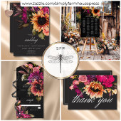 Elegant Moody Vibrant Sunset Bloemendiner All In One Uitnodiging