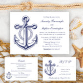 Nautische bruiloft zeeman Navy Blue Anchor Satijnen Lint