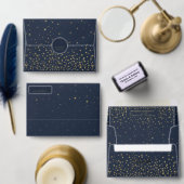 Elegante Navy & Gold Falling Stars Wedding Suite Drieluik Uitnodiging (Personaliseer de collectie van deze zelfstandige maker.)