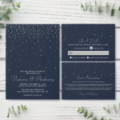 Elegant Navy & Silver Falling Stars Wedding Etiket (Personaliseer de collectie van deze zelfstandige maker.)