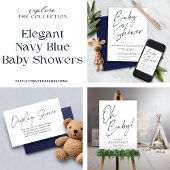 Navy Blue Modern Handwrite Books for Baby Informatiekaartje