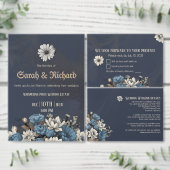 Elegant Moody Navy Blue Floral  Save The Date (Personaliseer de collectie van deze zelfstandige maker.)