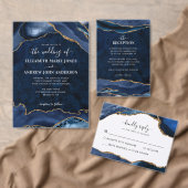 Navy Blue Gold Agate Geode Future Mr Mrs Wedding Etiket (Personaliseer de collectie van deze zelfstandige maker.)