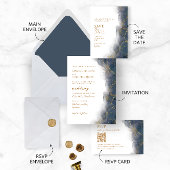 Elegante Navy Blue Gouden Marmeren Trouwdag Save The Date
