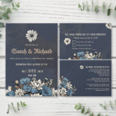 Moody Blue Floral Custom Photo Wedding (Personaliseer de collectie van deze zelfstandige maker.)