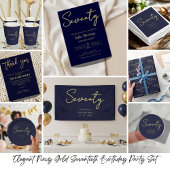 Elegant Seventy Birthday Paper Cup Navy Gold Papieren Bekers